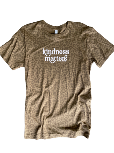 kindness matters brown cheetah shirt WOMEN