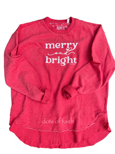 merry & bright RED scoop hem fleece