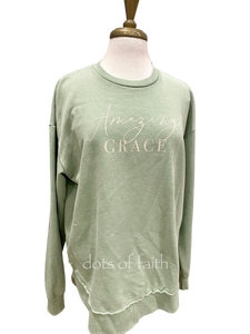 amazing grace GREEN ROYCE scoop hem fleece