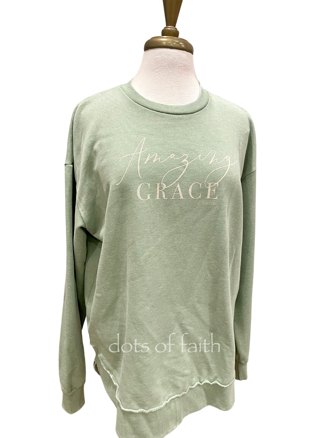 amazing grace GREEN ROYCE scoop hem fleece