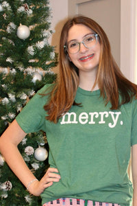 MERRY green short sleeve t-shirt