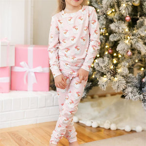 pink vintage santa KIDS pj set