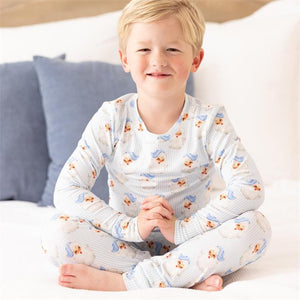 blue vintage santa KIDS pj set