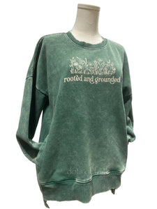 rooted & grounded POCKET dark green wash sweatshirt