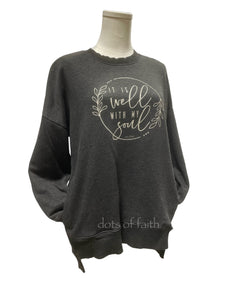 it is well POCKET charcoal wash sweatshirt