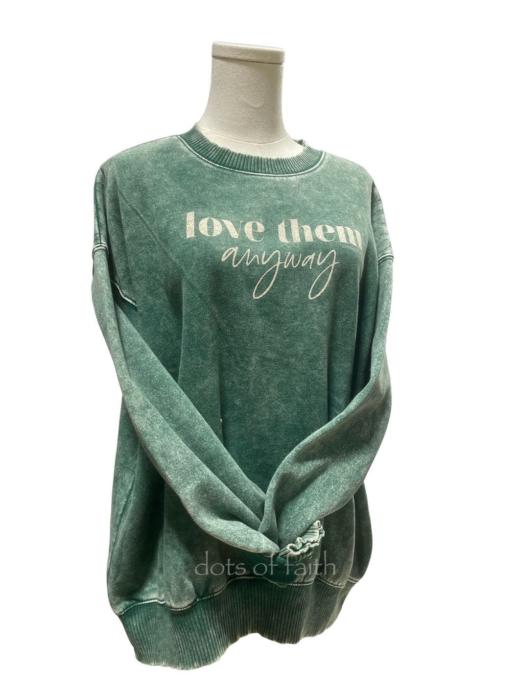 love them anyway dark green acid wash sweatshirt