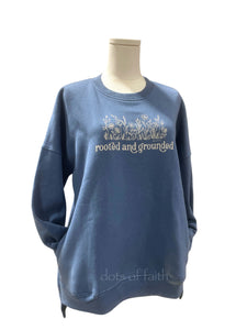 rooted & grounded POCKET blue sweatshirt