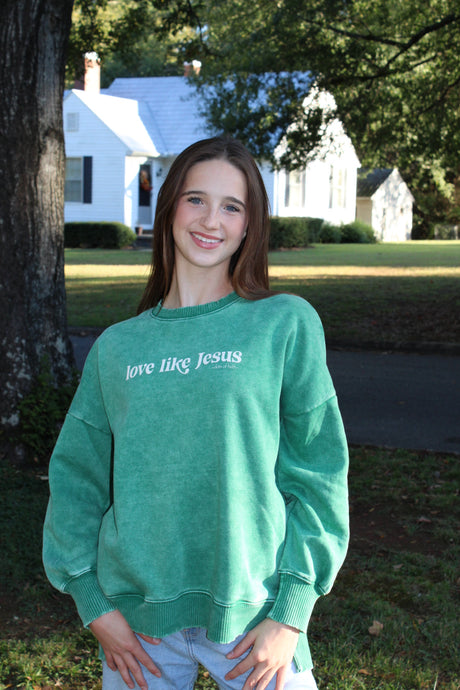 LOVE LIKE JESUS pocket green fleece