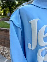 Jesus Saves mock BLUE fleece