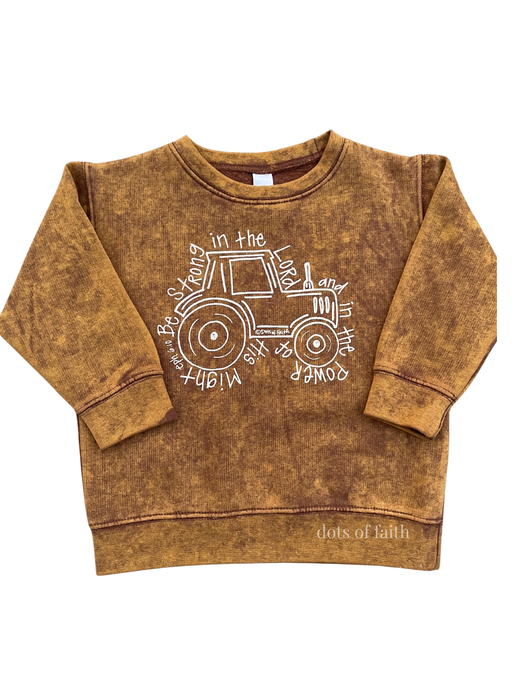 TRACTOR brown kids fleece