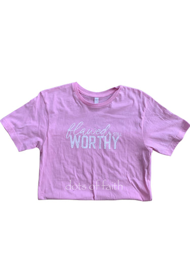 FLAWED AND WORTHY light pink short sleeve ADULT