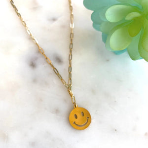 smiley face gold necklace