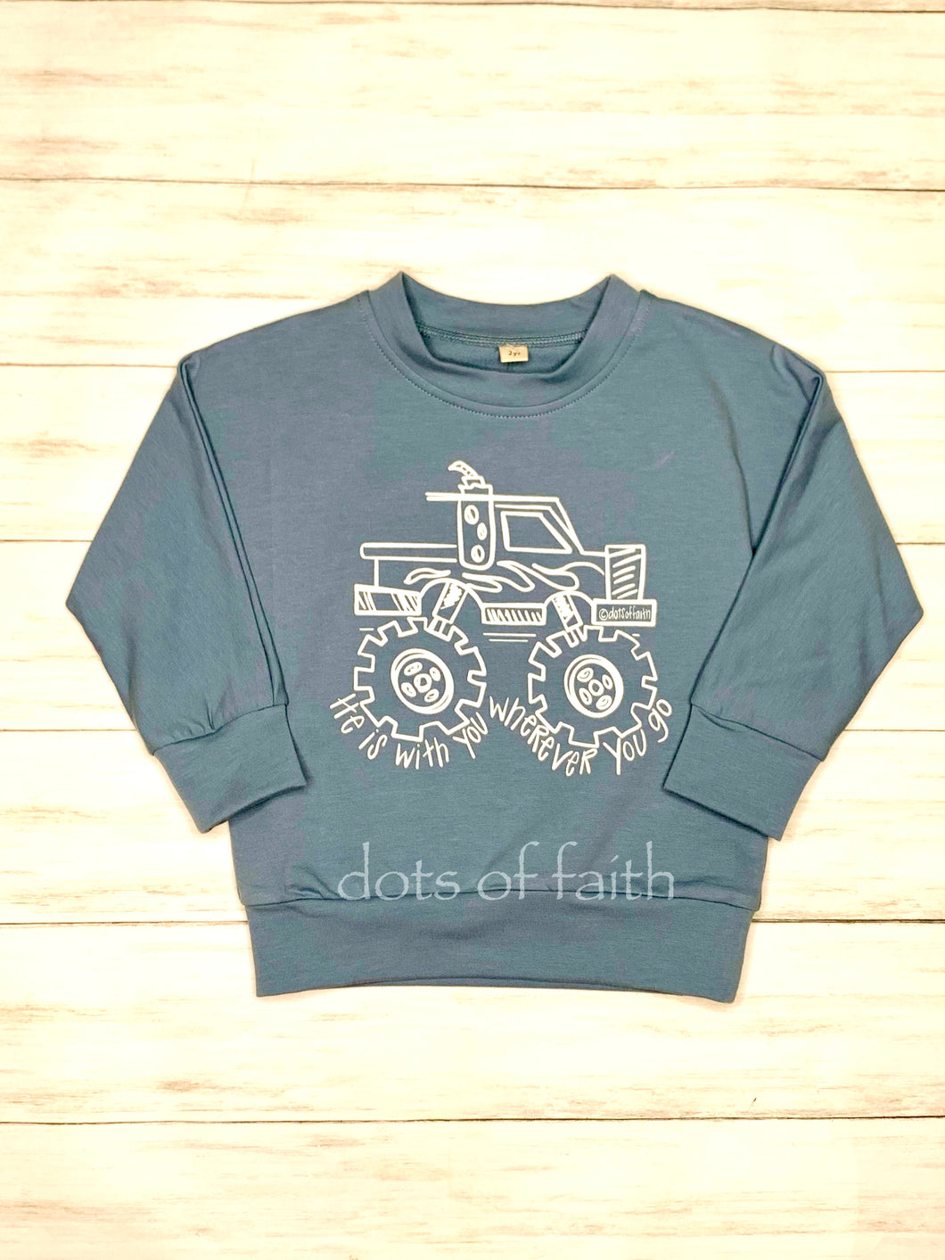 MONSTER TRUCK blue sweatshirt for BOYS