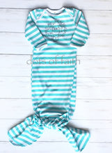 lamb TURQUOISE stripe baby long gown