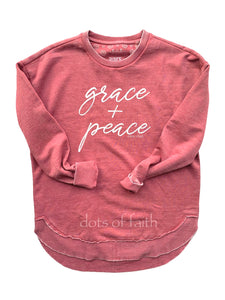grace + peace rose scoop hem fleece
