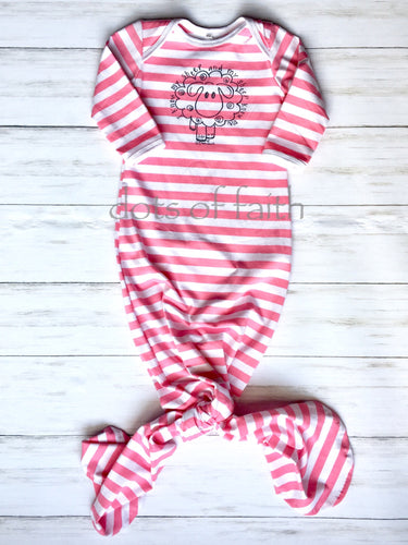 lamb PINK stripe baby long gown
