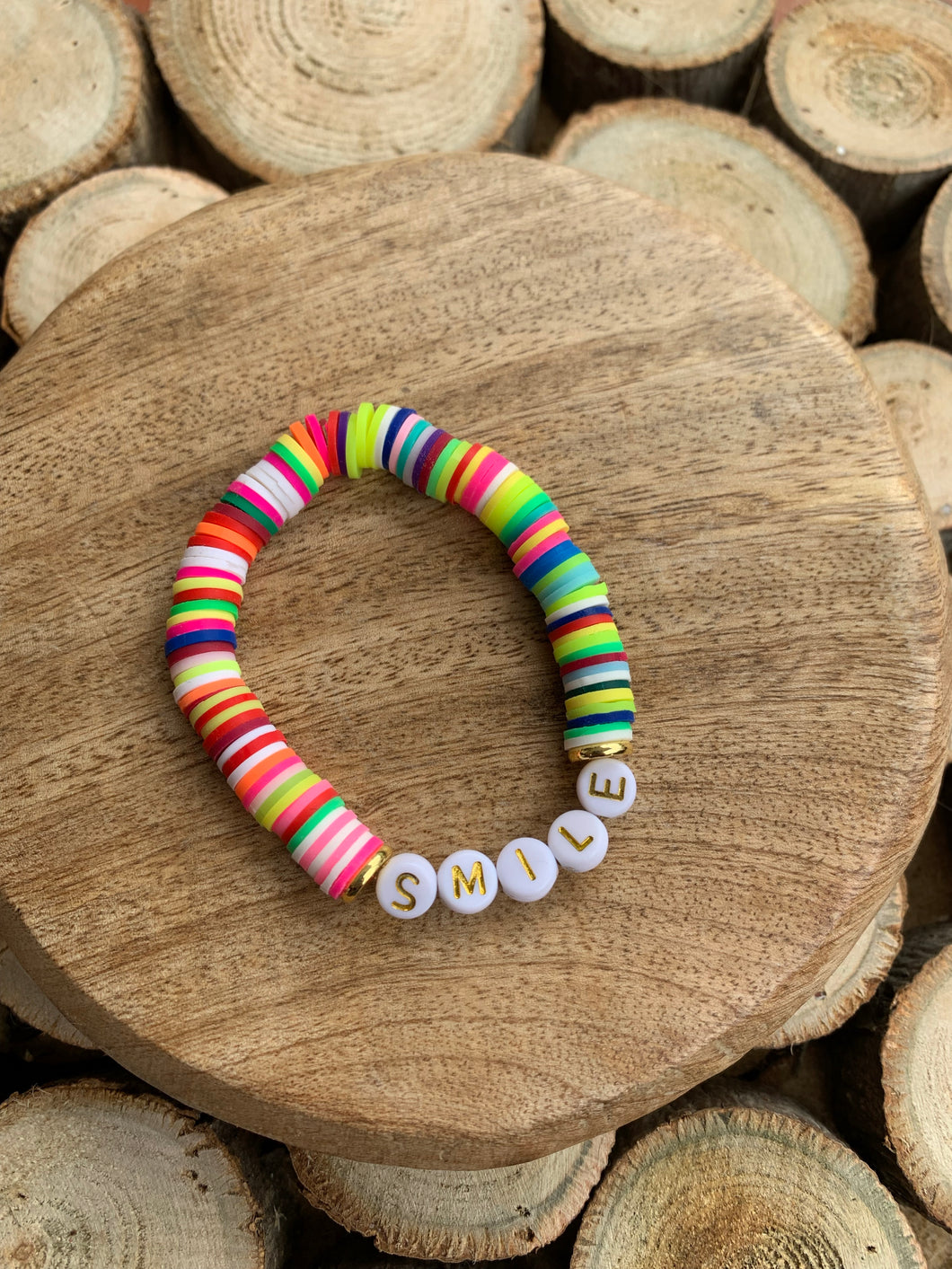 Smile Rainbow Multi Heishi Color Pop Bracelet