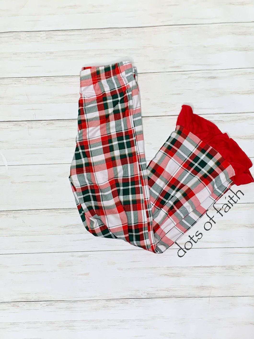 YOUTH Christmas RUFFLE plaid PJ PANT
